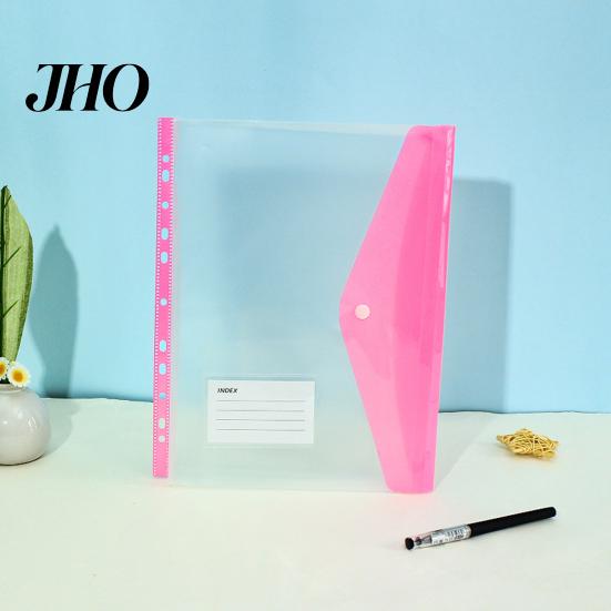 11 Hole Punched File Sleeves Binder Pockets for A4 Binders, Plastic Expanding Folders Project Organizer with Snap Closure & Transparent Label