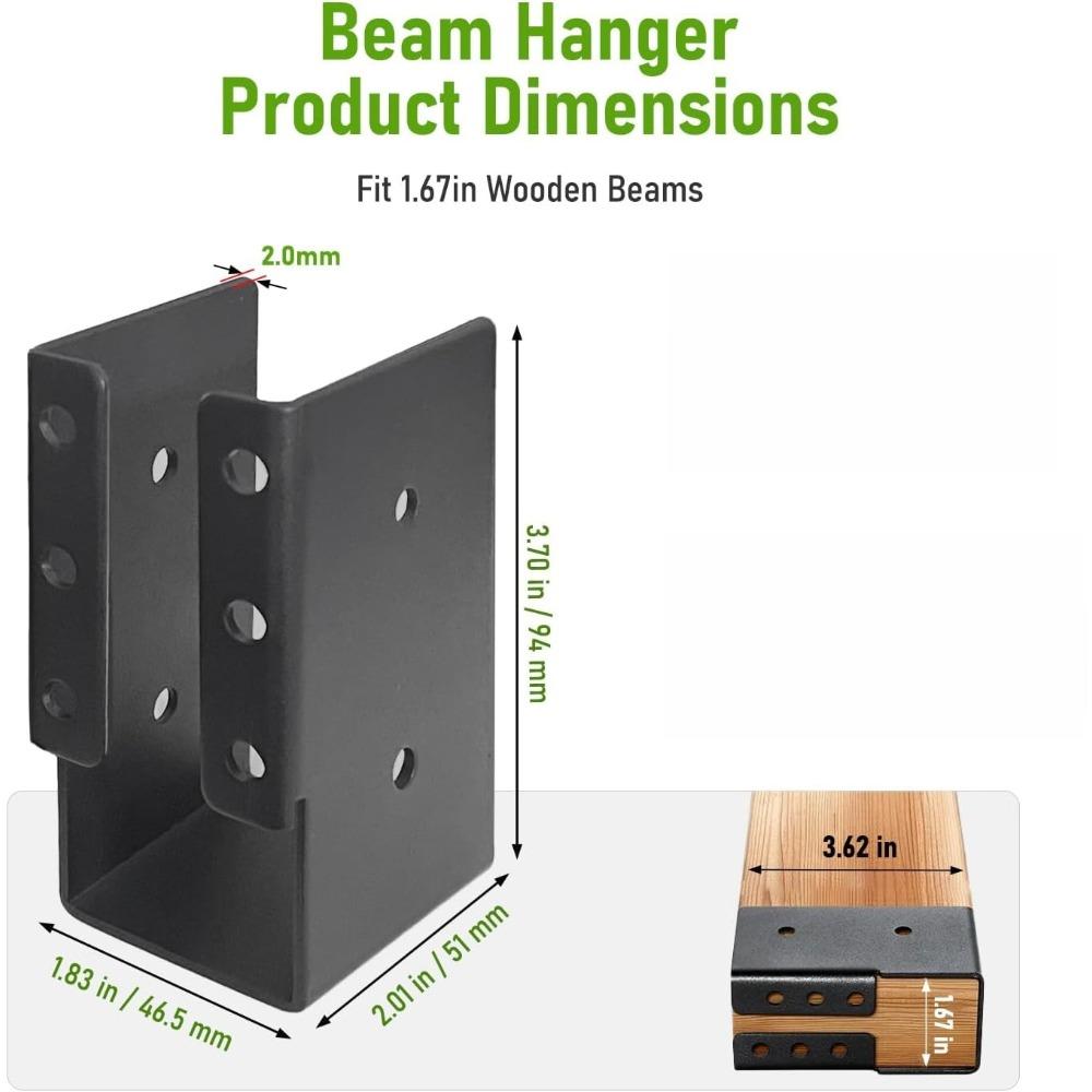 2x4 Outdoor Concealed Joist Hanger Q235B Steel Powder Coated Flange Bracket for Beam Swing Handrail Fence Without Screws