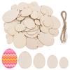 30-80mm Wooden Easter Eggs Kids DIY Painting Crafts Blank Bunny Eggs Wood Chips Happy Easter Party Home Decoration Ornament Gift