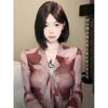 Women's Hot Girl Tie-Dye V-Neck Long-Sleeve High-Waist Sexy Slim Fit Shirt