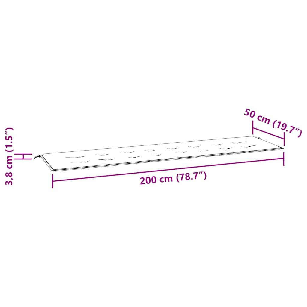 Garden Bench Cushion Gray 200x50x4 cm Oxford Fabric