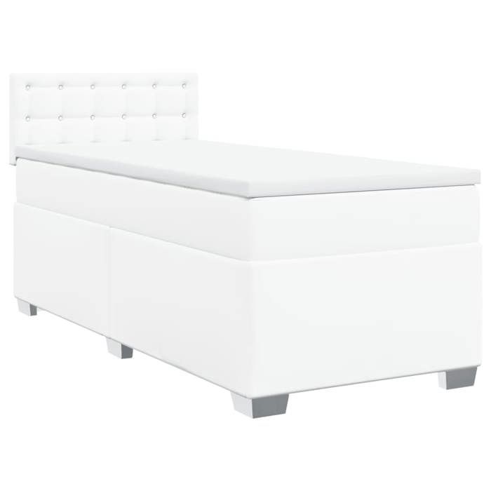 Maison Exclusive - Sommier à lattes de lit avec matelas Blanc 100x200cm Similicuir