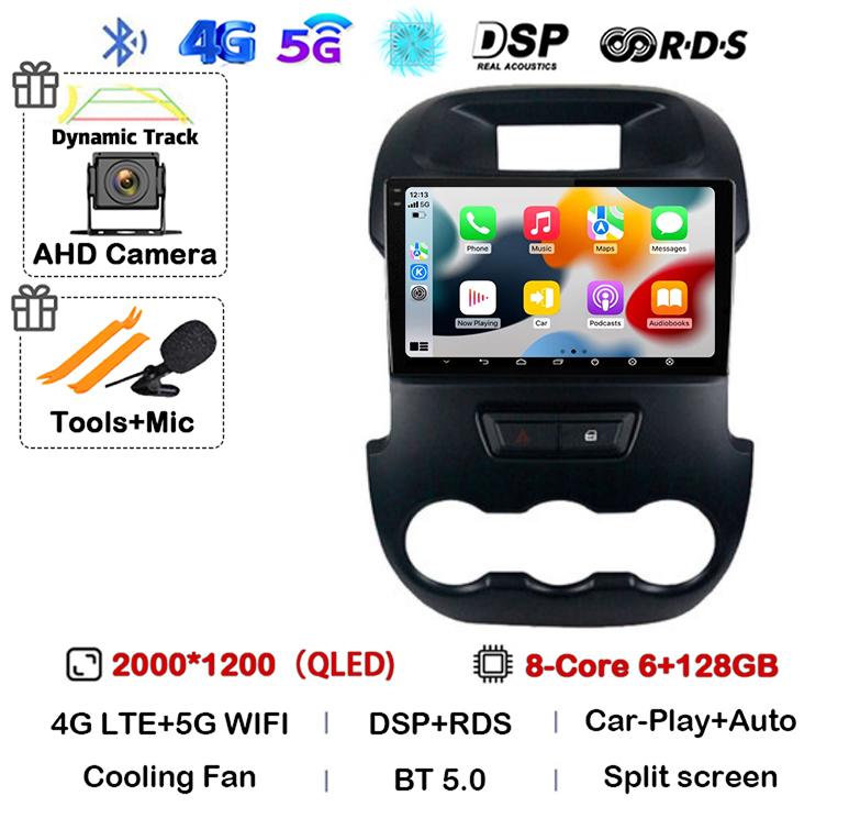 Android 14 Carplay Auto для Ford Ranger 2011 2011 2013 2014 Автомобильный радиоприемник GPS стерео мультимедийный плеер головное устройство 2 DIN WIFI+4G DSP
