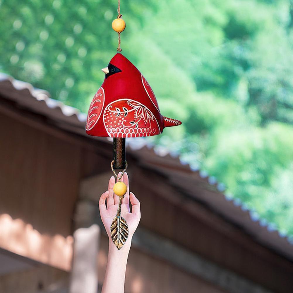 Cute Bird Song Bell Wind Bell Hanging Ornaments Hanging Rustic Wind Chime for Wall Window Door Housewarming Gift