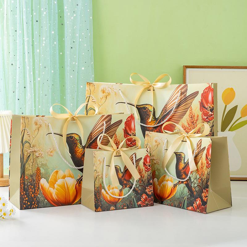 Advanced Sense, Ретро-цветок и птица, Подарочный пакет, Ручной упаковочный пакет для одежды, Бумажный пакет, Подарочный пакет, Сопутствующий подарочный пакет