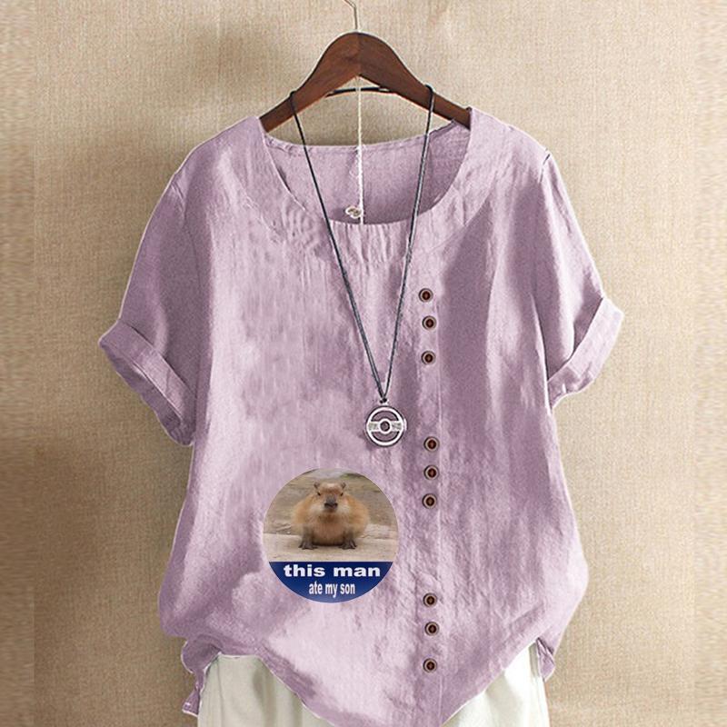 Женская модная футболка с коротким рукавом с милым принтом ежика, свободная хлопковая рубашка, повседневная свободная летняя блузка, топы больших размеров