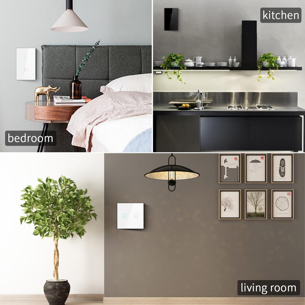Touch Switch Power Led Panel Wall Light Switches Tempered Black White Crystal Glass Switch 1Gang 2Gang 3Gang Interruptor Inteligente AC100-250V