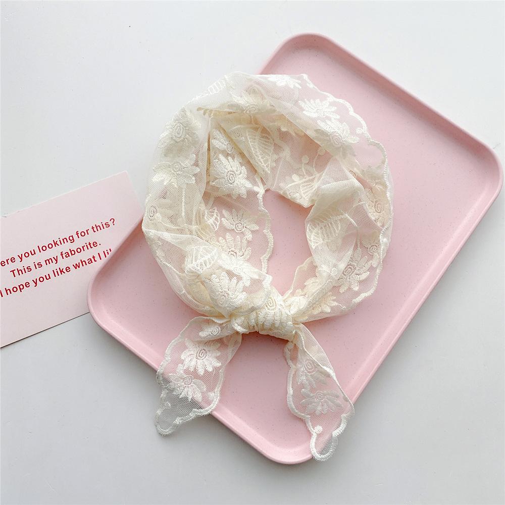 Хлопковый льняной кружевной треугольный шарф для женщин на весну, осень и лето, маленький цветочный маленький шарф, украшение на голову, тонкий стильный шелковый шарф