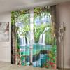 2 шт., шторы с изображением водопада и природного пейзажа - карманы на штангах, легко подвешиваются - гостиная, спальня, украшение дома