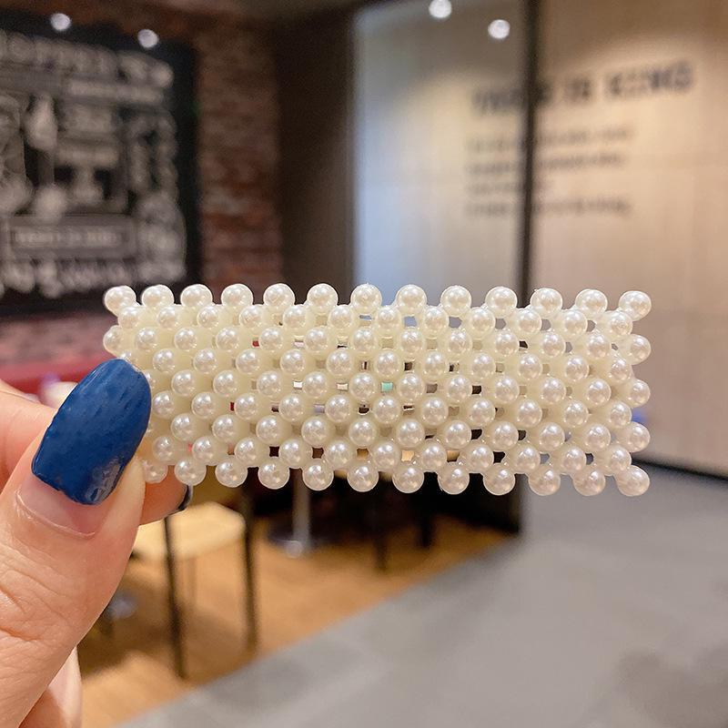 Корейская шпилька для волос со стразами и жемчугом для женщин: Элегантная боковая заколка для челки