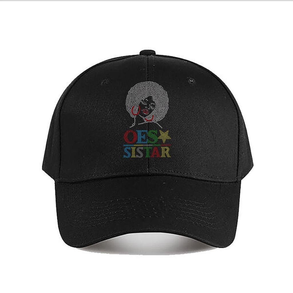 OES Eastern Star Colorful Rhinestone Text Graphic Baseball Cap Fashion Unisex Sunhat Womens Outdoor Sports