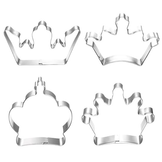 1 Набор 3D формочек для печенья с узором короны из нержавеющей стали, для праздника, дня рождения, для выпечки, трафареты, кухонные аксессуары