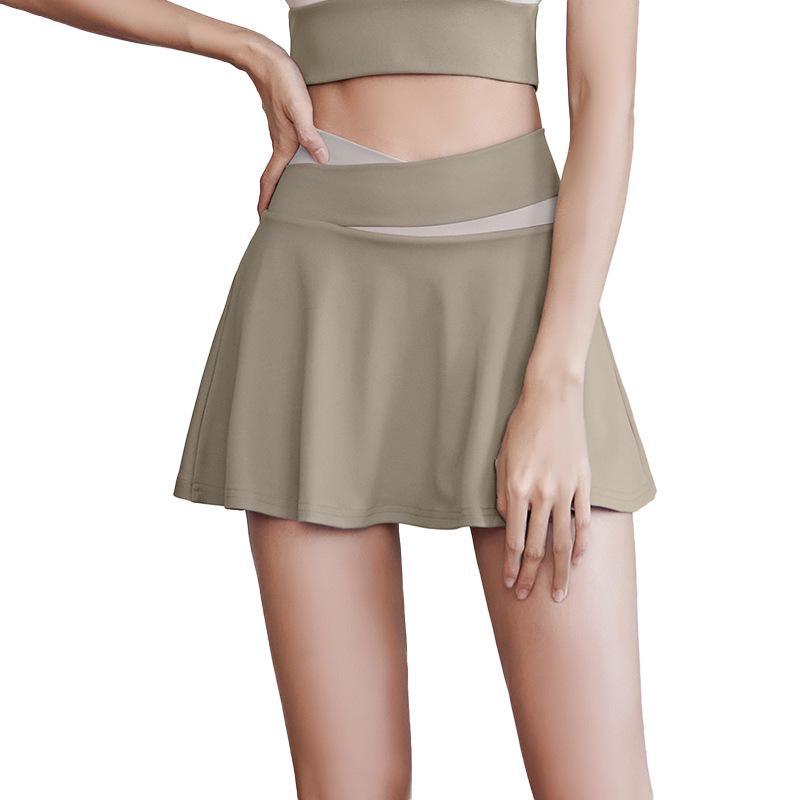 Женский спортивный комплект Juyitang High Elastic Nude Running Sports Set - цветные блоки, двухкомпонентный, анти-экспозиционный дизайн