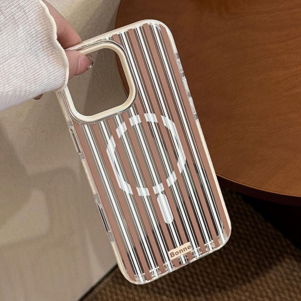 Stripe Magnetic Suction 16 Transparent for IPhone17promax Phone Case For13 Bow Rotating Bracket 14 Soft 11