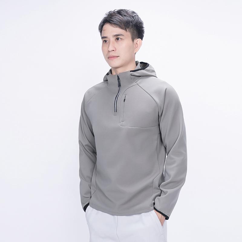 Men's Half-Zip Hooded Performance Top - Casual Long Sleeve Pullover