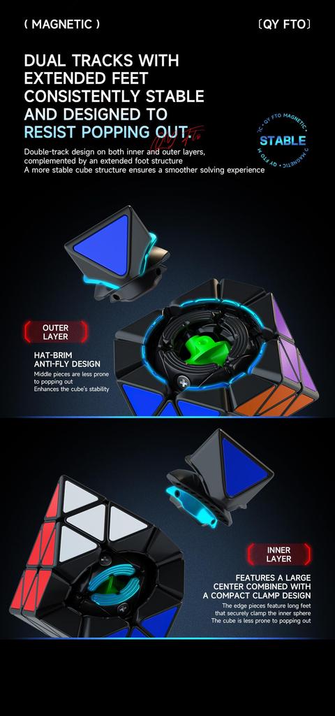 QY FTO Octahedron Puzzle [Includes PouchAuthentic] Stickerless 3D Puzzle (No Magnets)