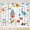 2 шт. занавесок с изображением космического корабля из мультфильма Rocketprinting из полиэстера, подходят для спальни, гостиной, кабинета, не нарушают конфиденциальность