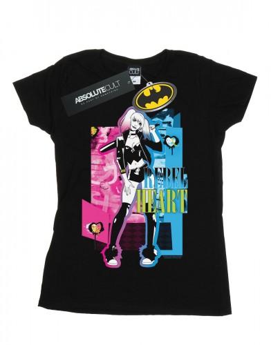 DC Comics Womens/Ladies Harley Quinn Rebel Heart Cotton T-Shirt