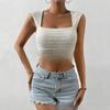 Women's New Solid Color Square Neck Tight Crop Short Vest Top