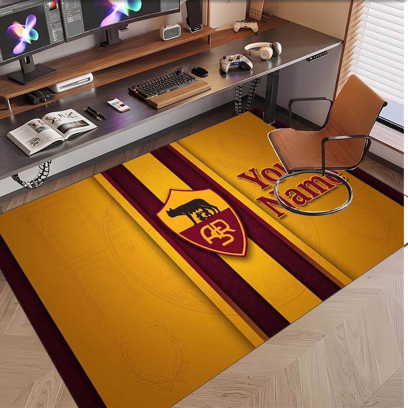 Personalized Crystal Velvet Carpet AS Roma FC Pattern Non Slip Floor Rug
