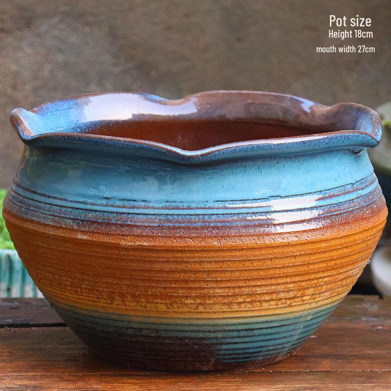 Large Retro Handmade Ceramic Flower Pot for Bougainvillea and Bird of Paradise