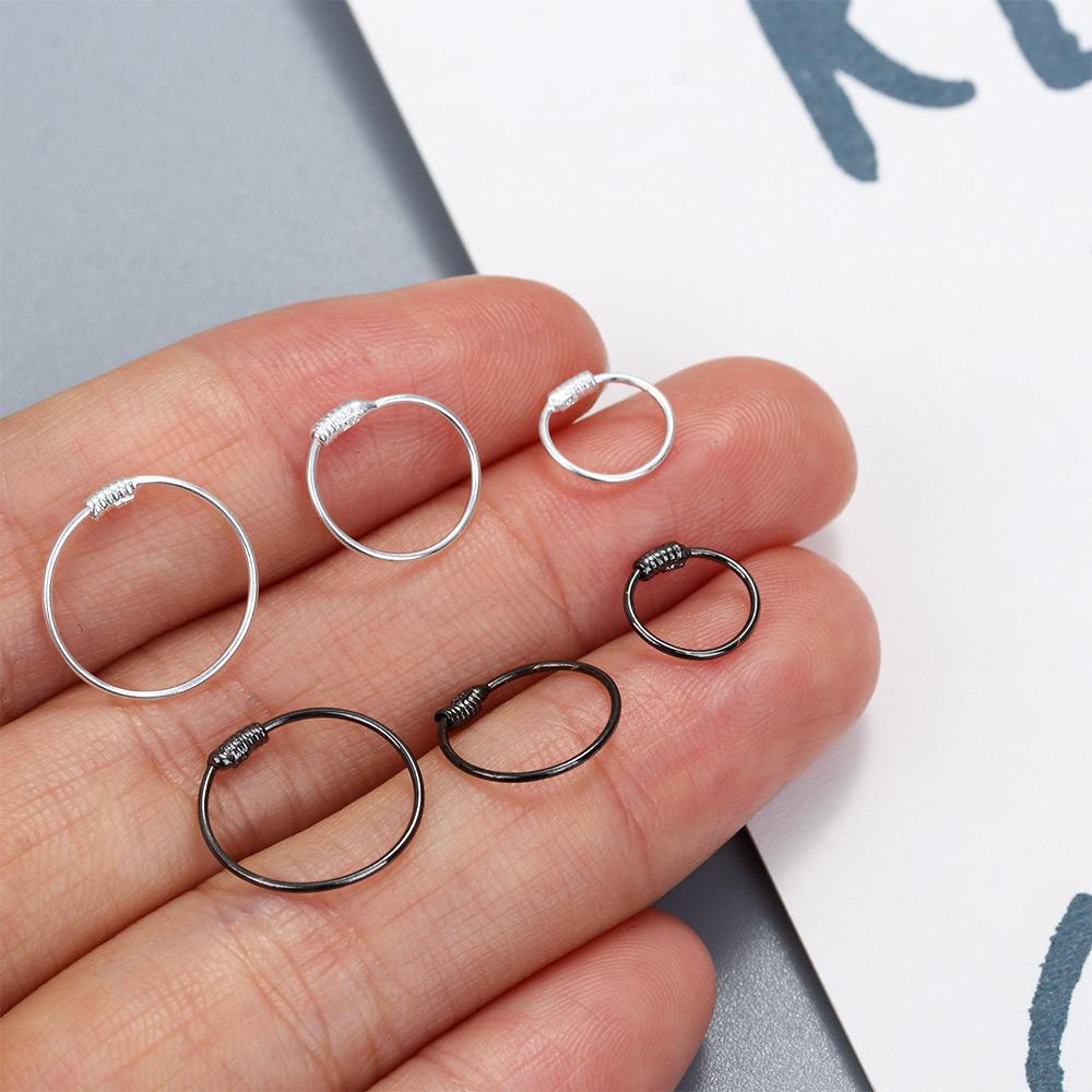 9 мм Мужские Серьги-кольца из серебра S925 Унисекс Модные украшения Кольцо для ушного хряща Круглая серьга