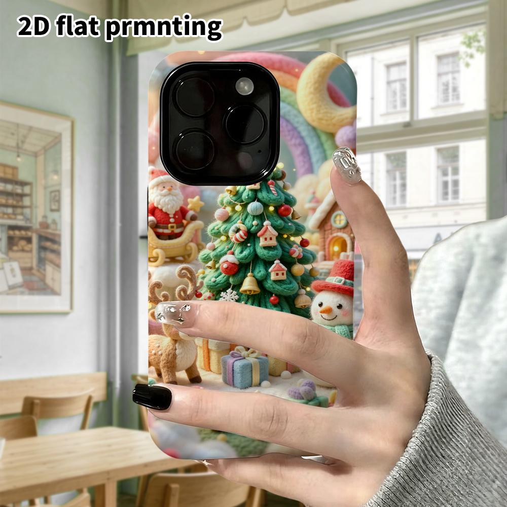 Чехол для телефона: 2D плоский, подходит для защитного чехла iPhone 18 17 16 15 14 13 12Pro, классический рождественский городок, идеальный подарок на Рождество и Хэллоуин