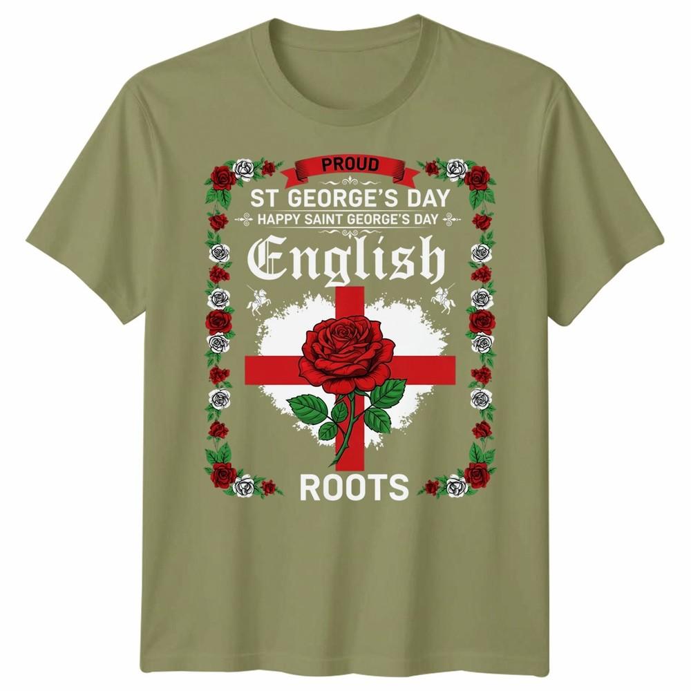 English St Georges Day Idea For Unisex Rose English Flag Tshirt