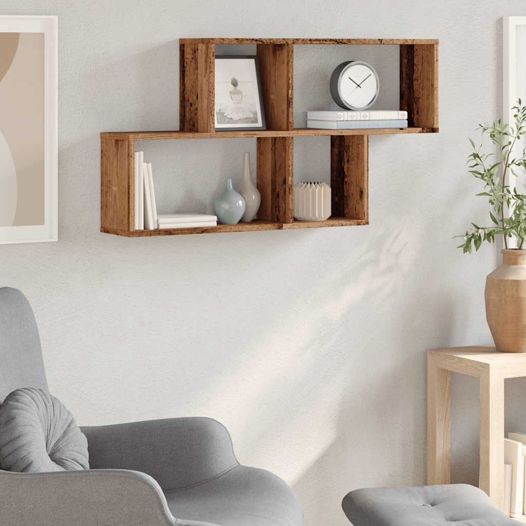 Wall Shelf Vintage Wood Look 100 x 18 x 53 cm Engineered Wood