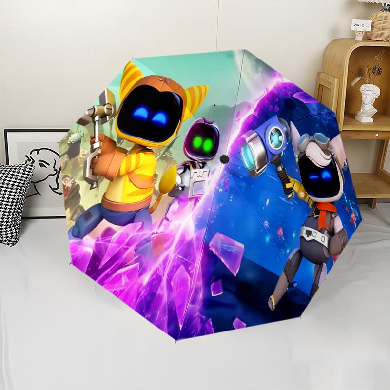 Автоматический зонт Astro Bot4 Print, 8 спиц, железный каркас, пластиковая ручка, подходит для путешествий на открытом воздухе и на каждый день, идеальный подарок