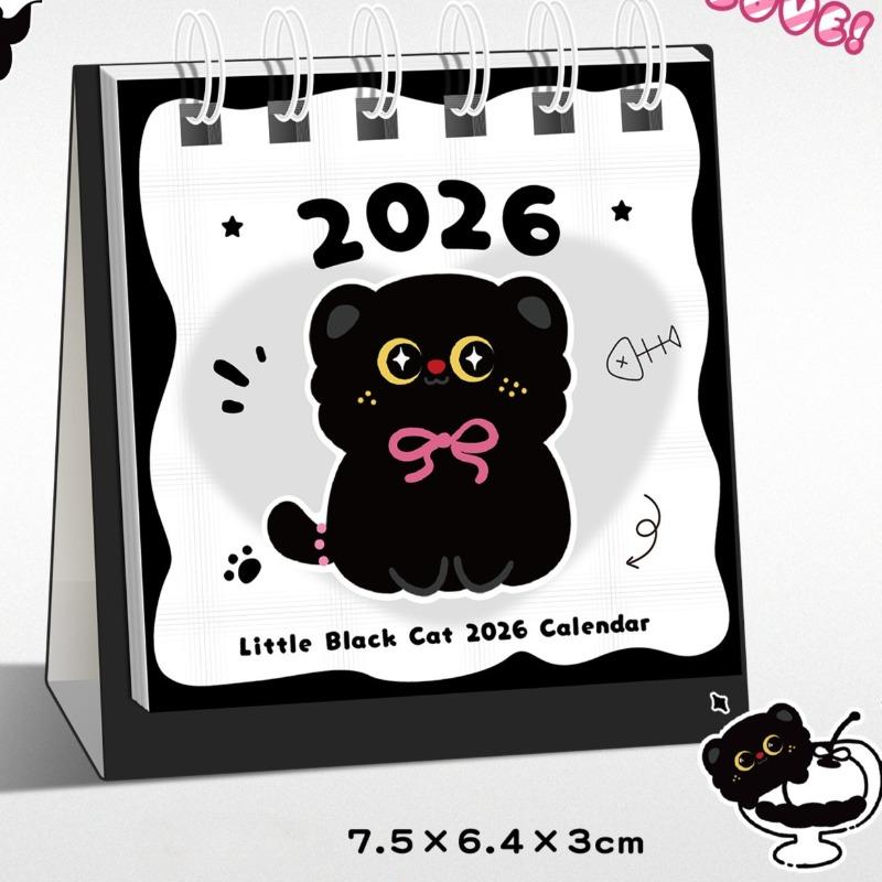 Kawaii Mini Small Desk Calendar July 2024 To December 2025 Pocket Portable Carton Calendar Punch Plan Officce Desktop Decoration
