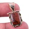 Natural Mahogany Obsidian Gemstone 925 Solid Silver Two Tone Pendant 1.25" d1V54