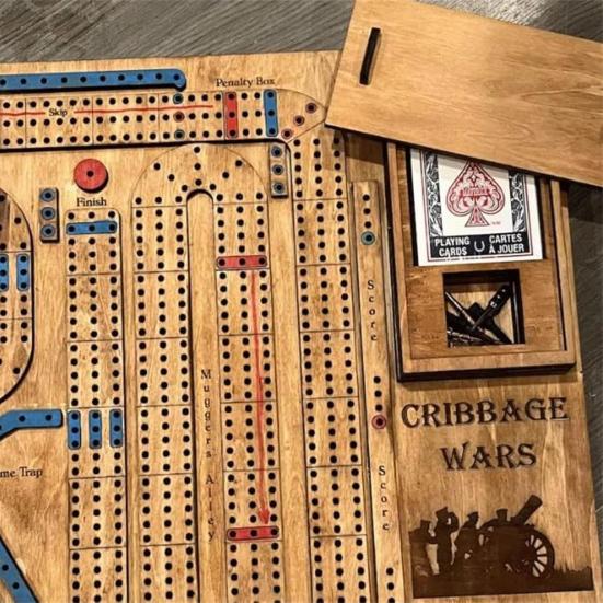 1/2 Sets Cribbage Wars Board Game Kids Adults Family Party Multiplayer Interactive Wooden Plastic Portable Continuous Cribbage Board Game Night