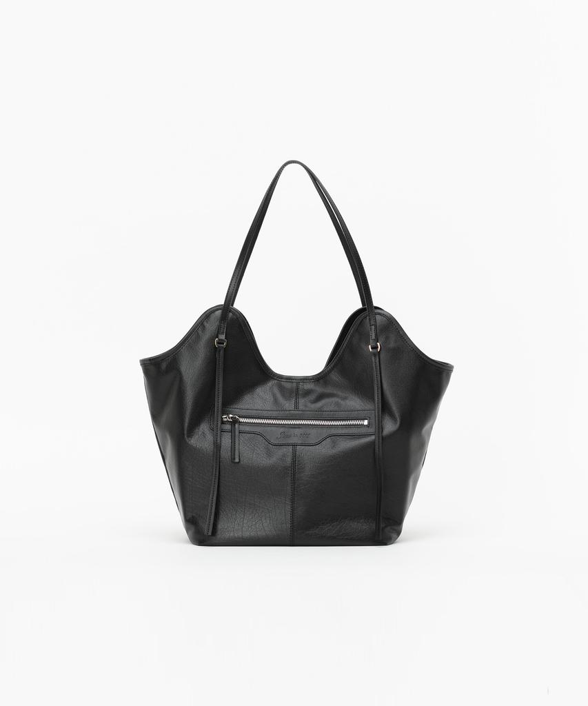 Jina In Ny 14-Inch Carry Uptown Daily Shoulder Bag [Black Leather]