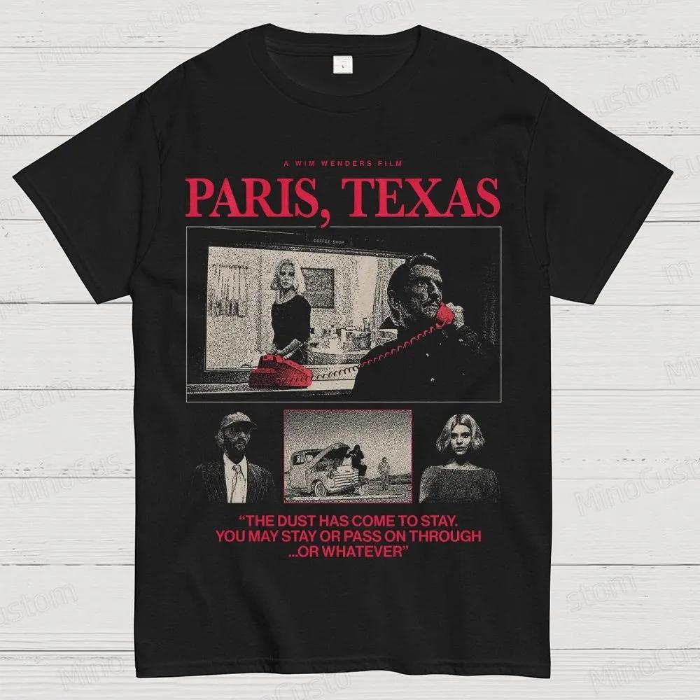 Classic 90's Horror Movie Paris Texas Graphic Print T-shirt Vintage Washed Cotton Men Women Summer Streetwear Oversized New Tees