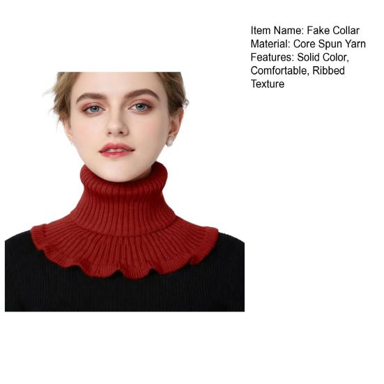 Fake Collar Scarf Detachable High Collar Solid Color Knitted Turtleneck Scarves Collar Insert Fashion Accessory