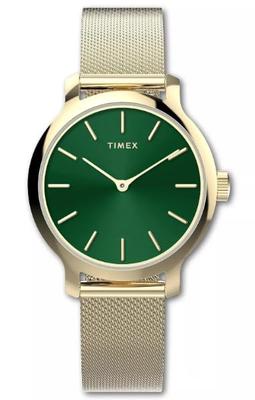 Часы Timex Transcend TW2W87300 кварцевые 5 АТМ водонепроницаемые минеральное стекло зеленый циферблат латунь [TIMEX] женские [Товар]