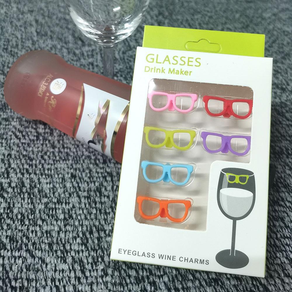 6pcs Glasses Silicone Wine Glass Drink Markers Silicone Funny Hawaiian Glasses Party