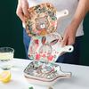 Керамический противень для выпечки с ручкой, дизайн «Лесные животные», миски, креативная тарелка для ресторана, домашняя посуда, кухонная посуда, подарок