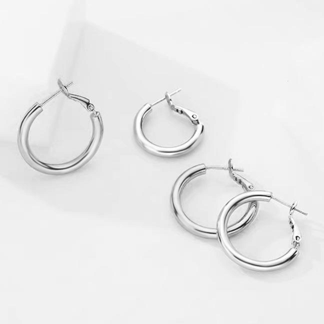 Circle Style Best-Selling Stainless Steel Needle Hiphop Hoop Earrings Women's High-End All-Match