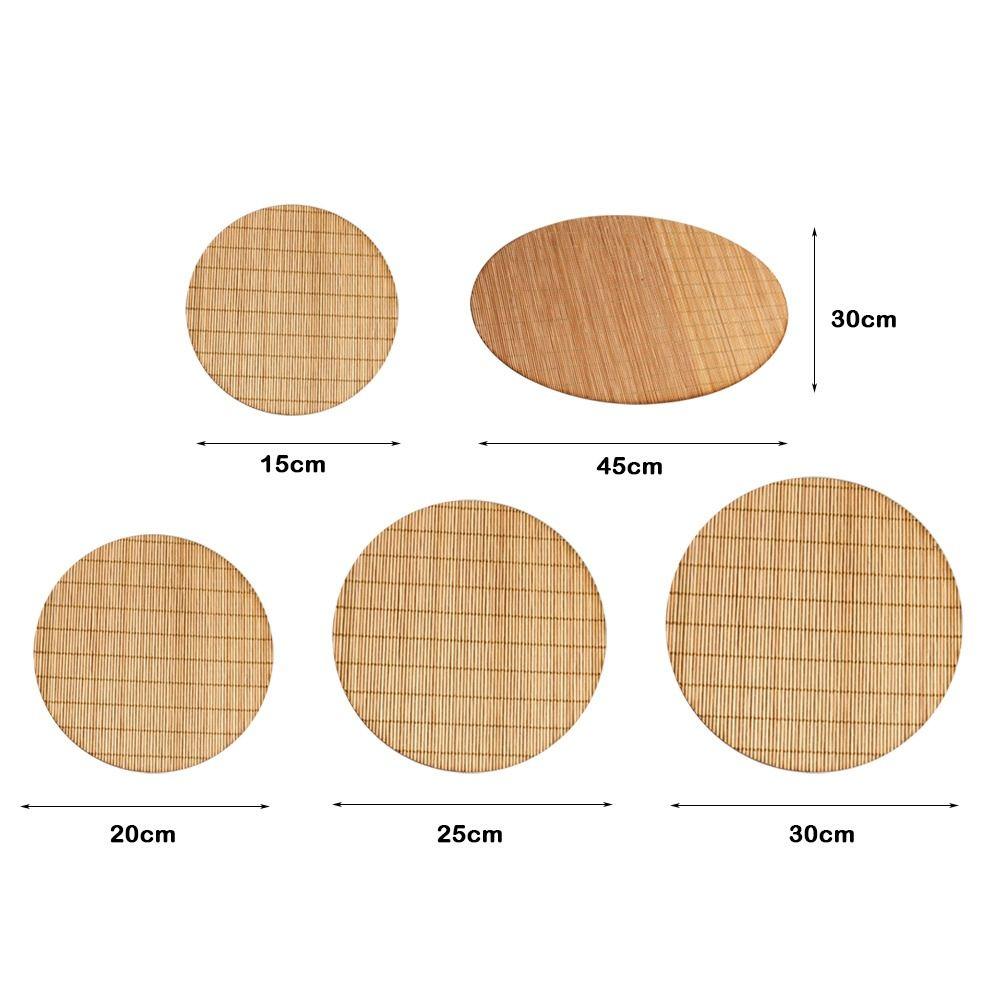 Fine Bamboo Woven Bamboo Tea Mat Heat Insulation Vintage Style Tea Ceremony Bamboo Mat Woven Bamboo Oval Shaped