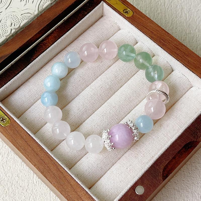 Bracelet Aquamarine bracelet powder crystal original design girlfriend gift