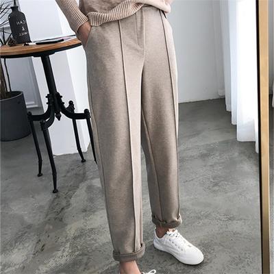 Утепленные женские брюки-карандаш, женская осенне-зимняя одежда 2022, шерстяной женский рабочий костюм в стиле OL, свободные женские брюки, капри
