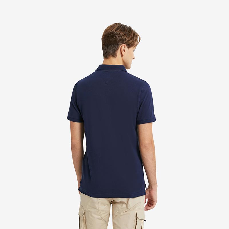 Tommy Hilfiger Однотонная дышащая рубашка-поло из пике с вышивкой, короткий рукав, мужская, темно-синяя DM0DM04266002