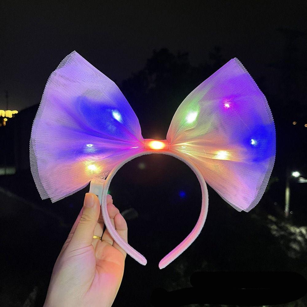 Hair Hoop LED Bow Headband New Year Decoration Glowing Hair Band   LED Light Toy