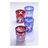 NARUMI Glass Works Prince Pair Rock Glasses, 270cc, Blue & Red Cased Glass, Kiriko Whiskey Glass, Ol