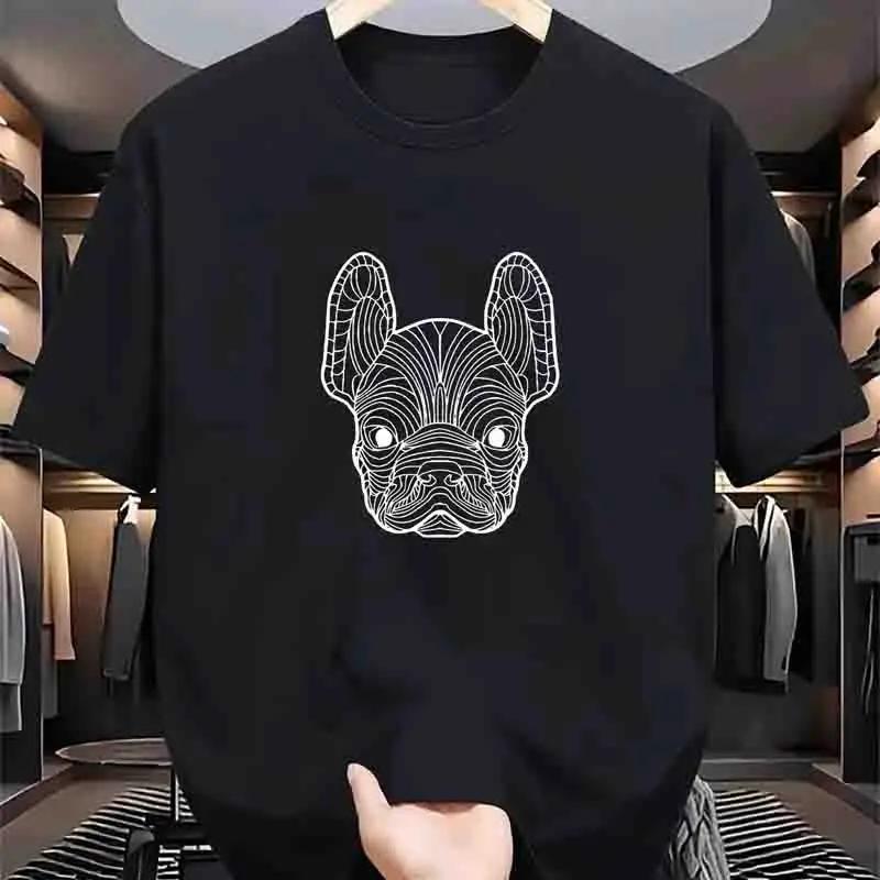 Unisexs Clothing Carved Dog Print Tshirts Summer Casual Fashion Funny High Street Tops Vintage Crew Neck Short Sleeve Cotton Tees