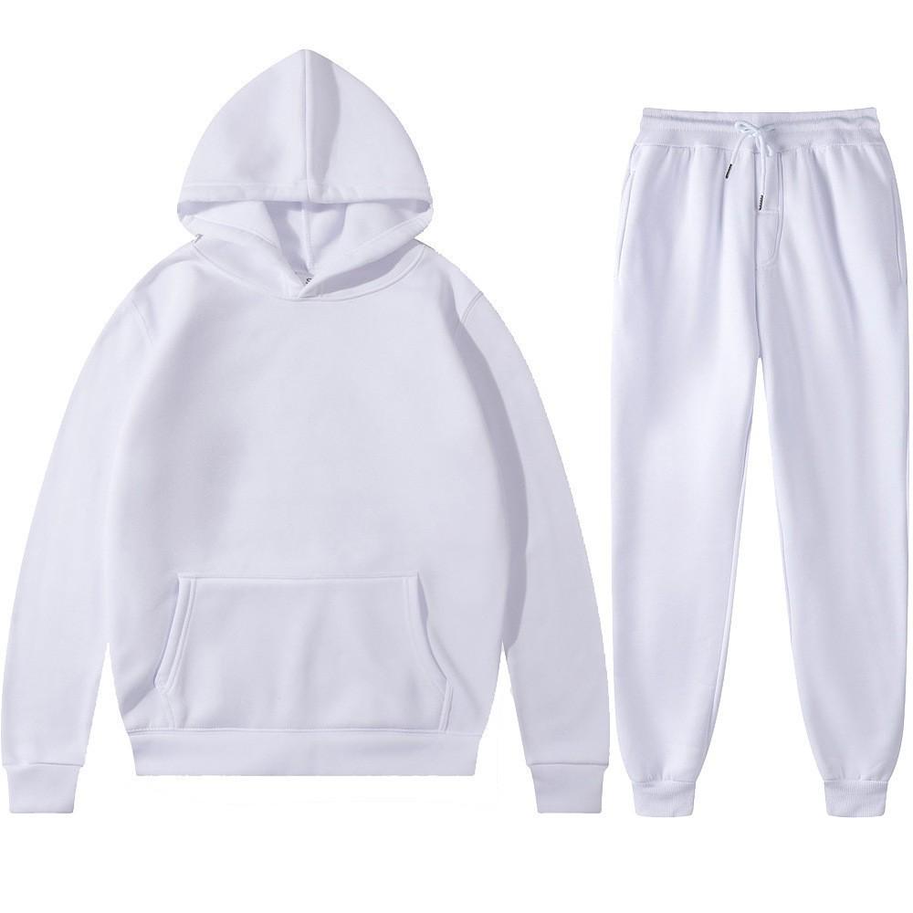 Unisex Solid Color Hoodie & Sweatpants Set - Autumn/Winter Casual Sportswear
