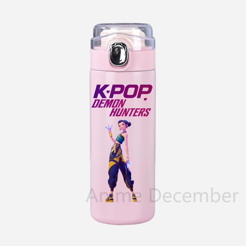 Аниме K-Pop Охотники на демонов Принтованная чашка-термос Портативная из нержавеющей стали 400 мл Бутылка для воды Герметичная Чашка для воды для кемпинга Подарки