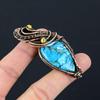 Blue Tibetan Turquoise Gemstone Pure Copper Wire Wrapped Handmade Pendant Jewelry